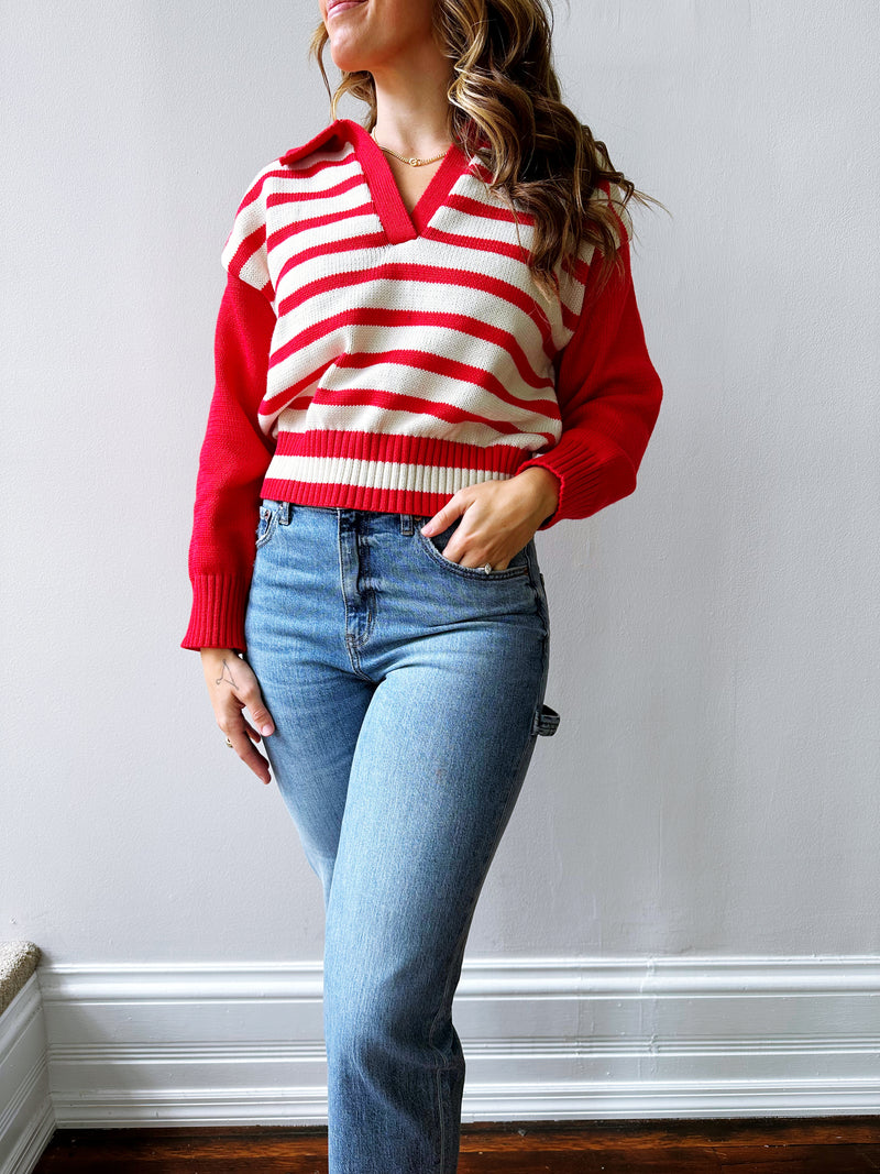 Malibu Red Polo Sweater