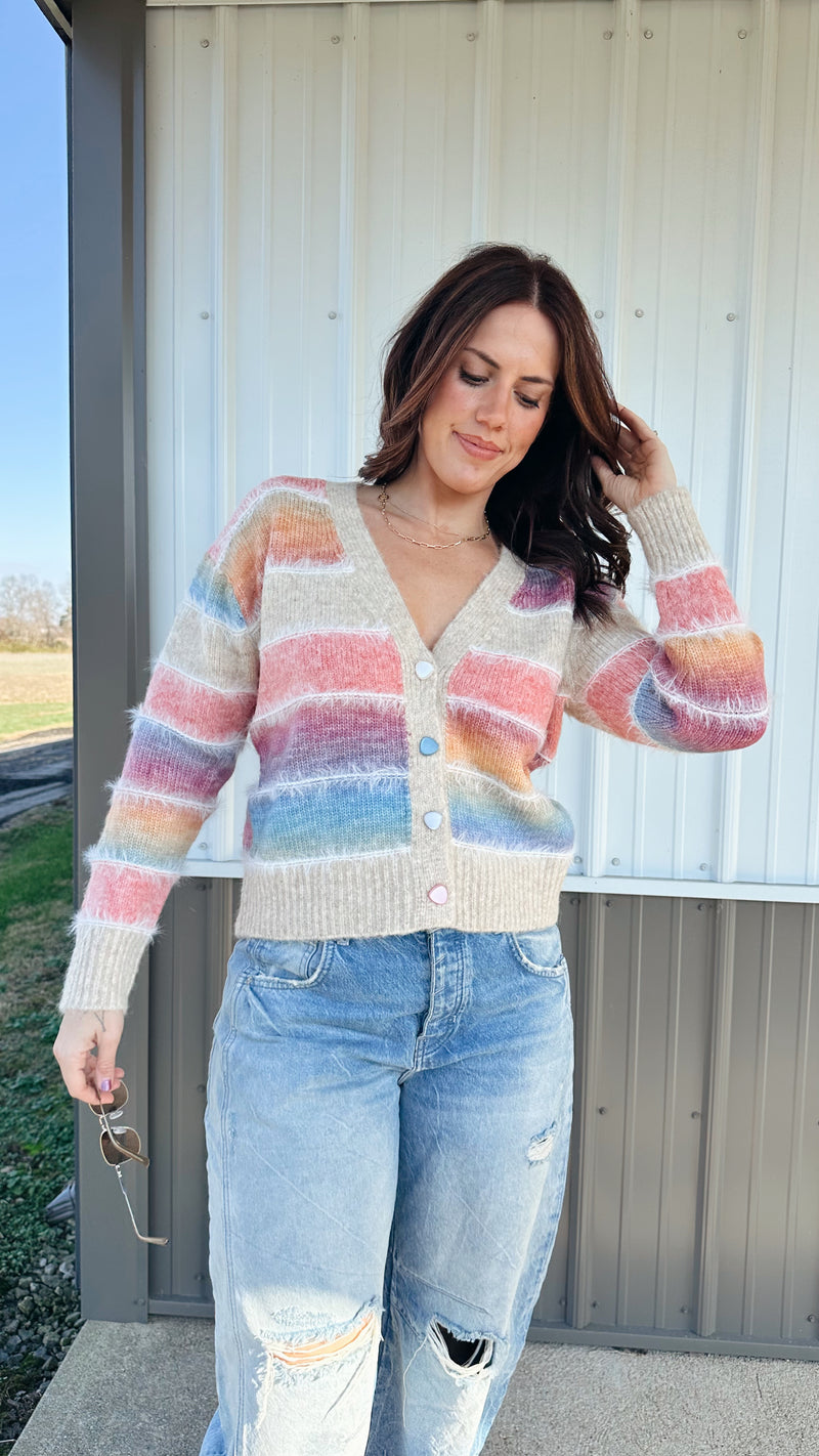 Fuzzy Striped Cardigan