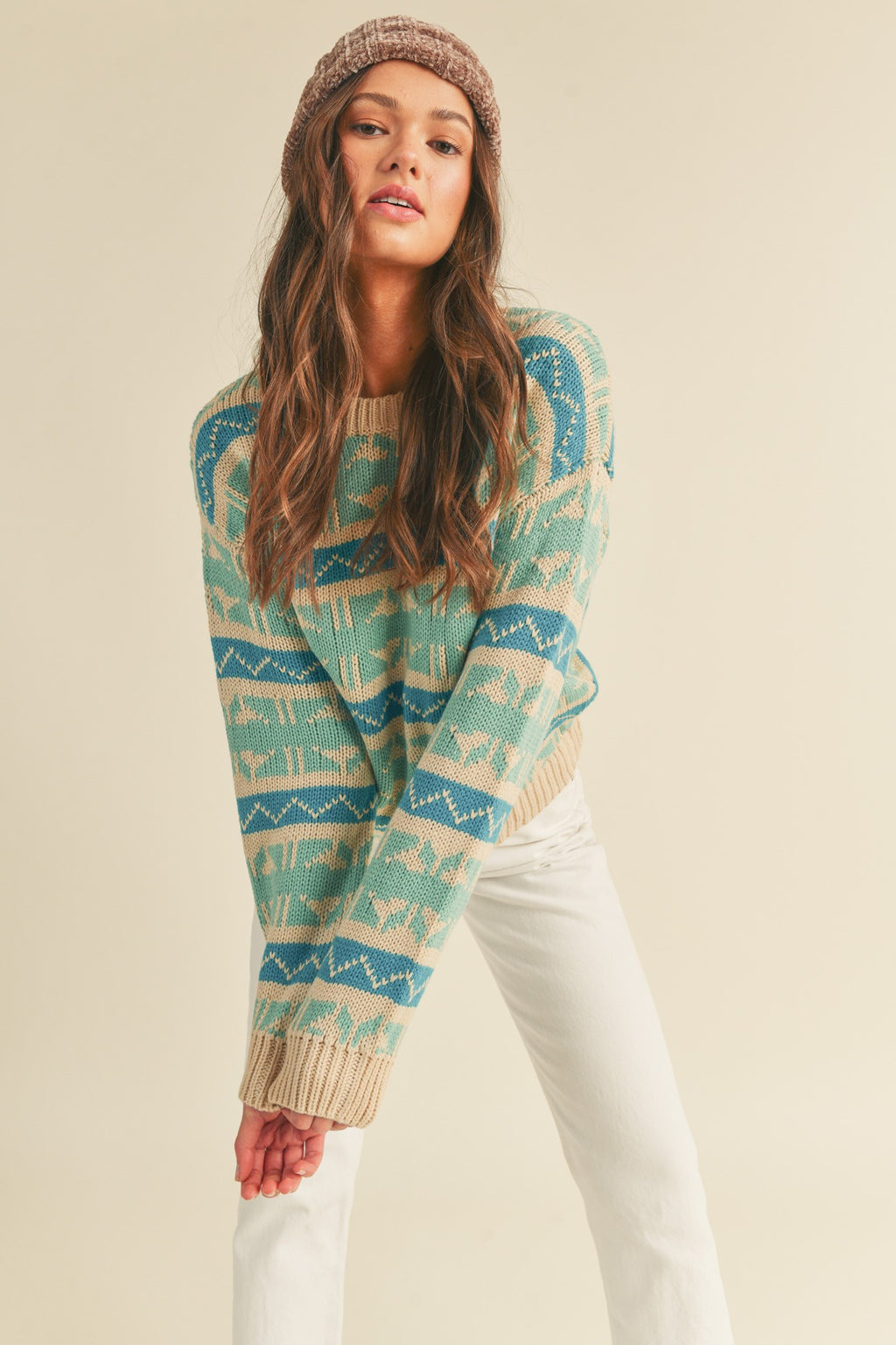 Mint For You Fair Isle Sweater