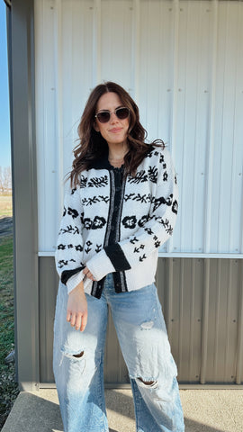 Laces Colorblock Sweater in Navy