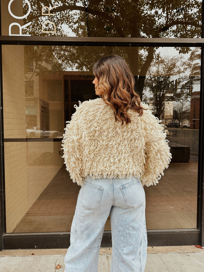 Faye Fringe Cardigan in Cream