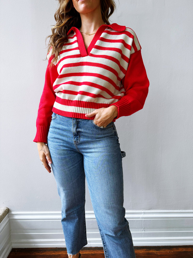 Malibu Red Polo Sweater