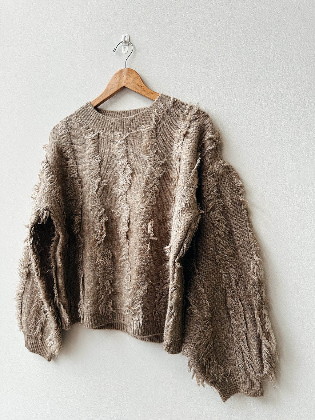 Murre Fringe Sweater in Taupe