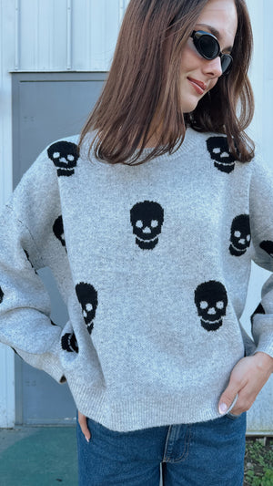 Spooky Crew Sweater in Silver