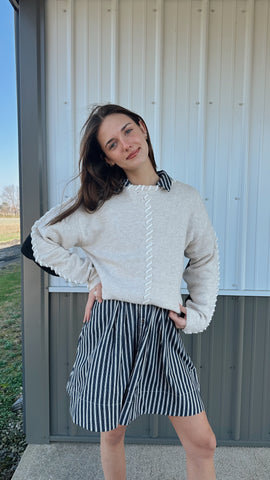 Laces Colorblock Sweater in Navy