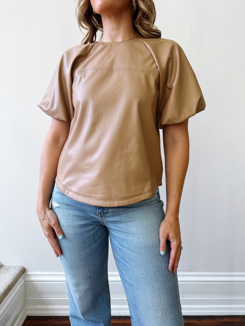 Betsy Leather Puff Sleeve Top