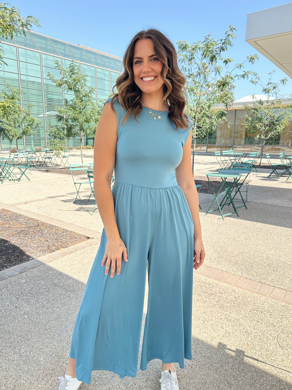 Taylor Jumpsuit in Teal Blue