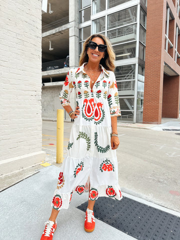 Brown Paisley Midi Dress