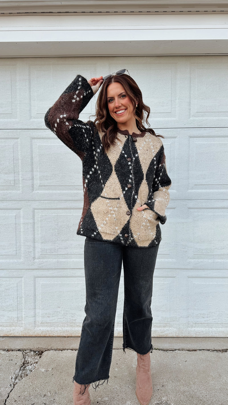 Argyle Chunky Cardigan
