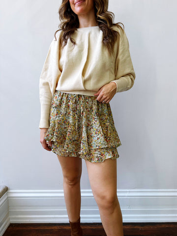 Colorblock Suede Mini Skirt