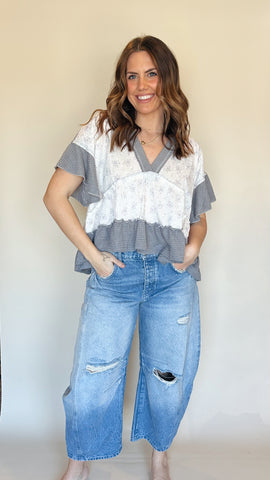 Caitlin Denim Peplum Top