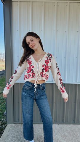 Laces Colorblock Sweater in Navy