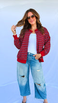 Varsity Cardigan in Red