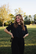 Bubble Hem Tee in Black Dot