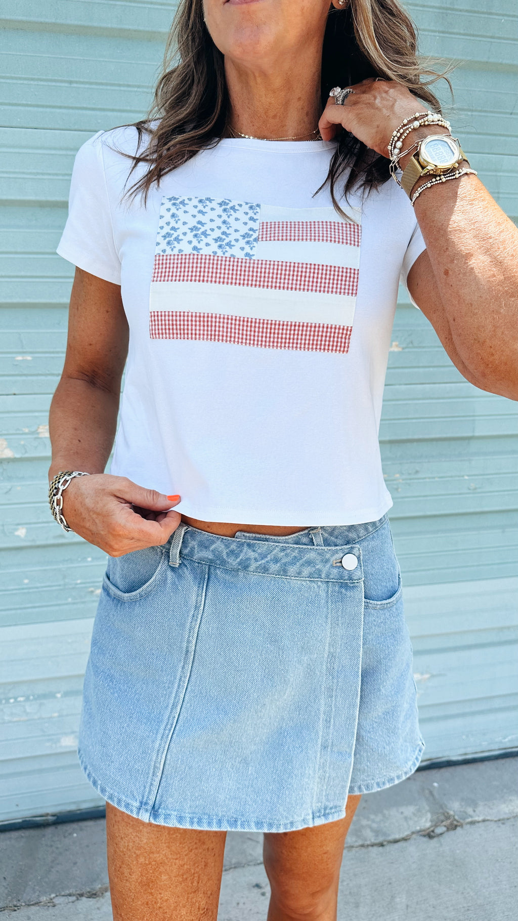 Patchwork Flag Baby Tee