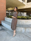 Chestnut Puff Sleeve Midi Dress