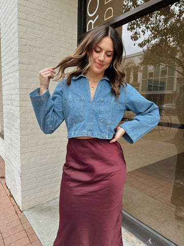 Europa Luxe Sheen Midi Skirt