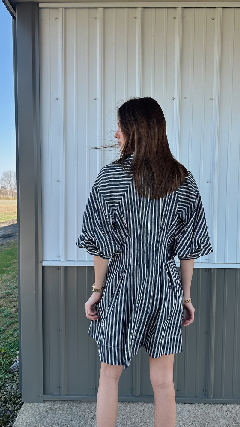 Denim Striped Mini Dress