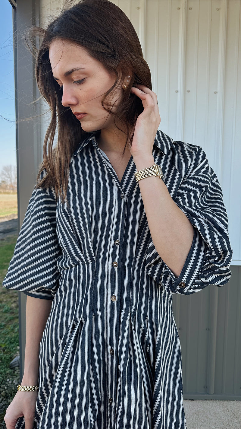 Denim Striped Mini Dress