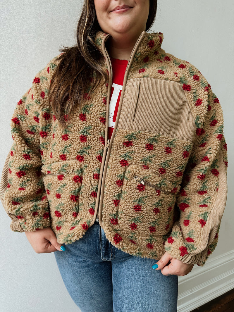 Ditsy Floral Full Zip Sherpa