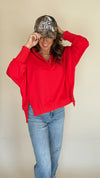 Gingham Graphic Pullover in Red