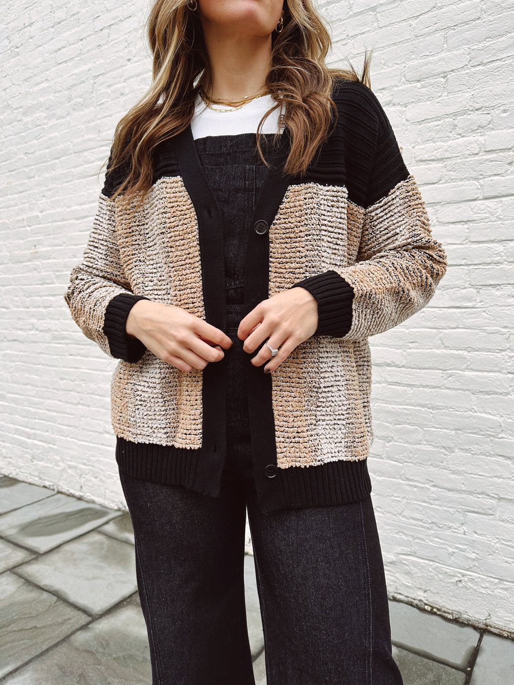 Sandy Stripe Textured Cardigan