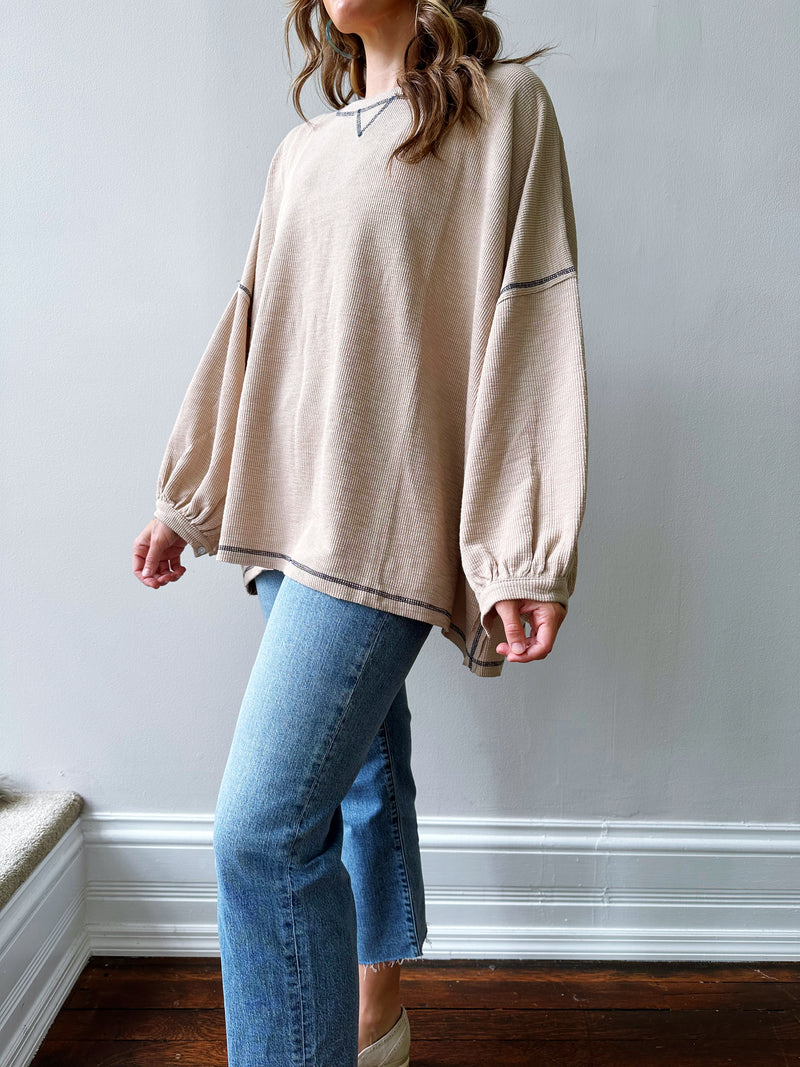 Almond Oversized Thermal Top