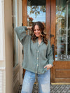 Cozy Gold Button Cardigan in Green