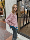 The Striped Crewneck Sweatshirt in Mauve