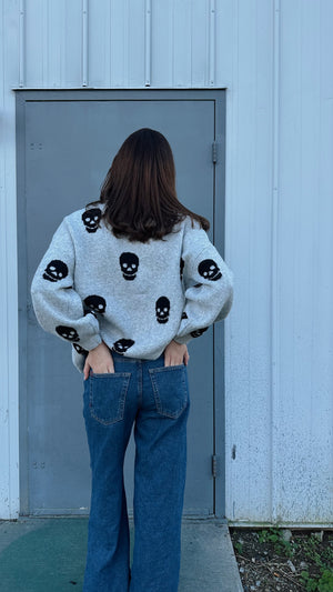 Spooky Crew Sweater in Silver