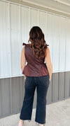 Bordeaux Leather Peplum Top