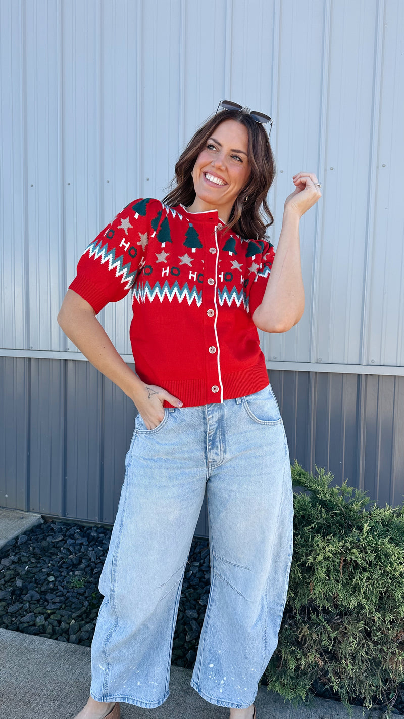 HO-HO Cardigan in Red
