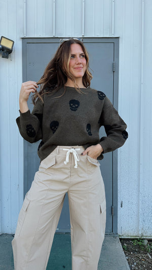 Spooky Crew Sweater in Forest