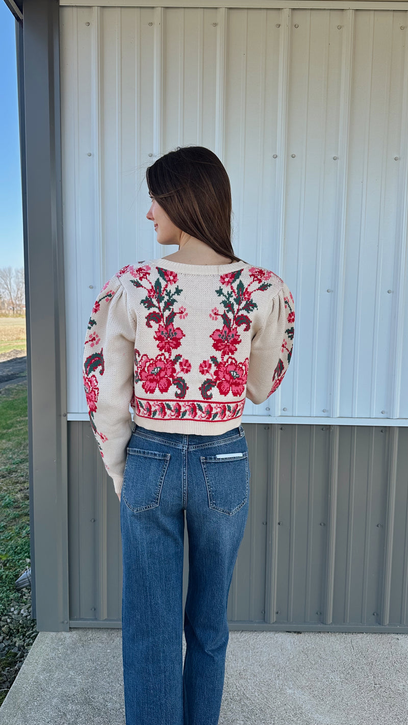 Tie Front Floral Cardigan