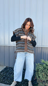 Striped Sherpa Oversized Vest