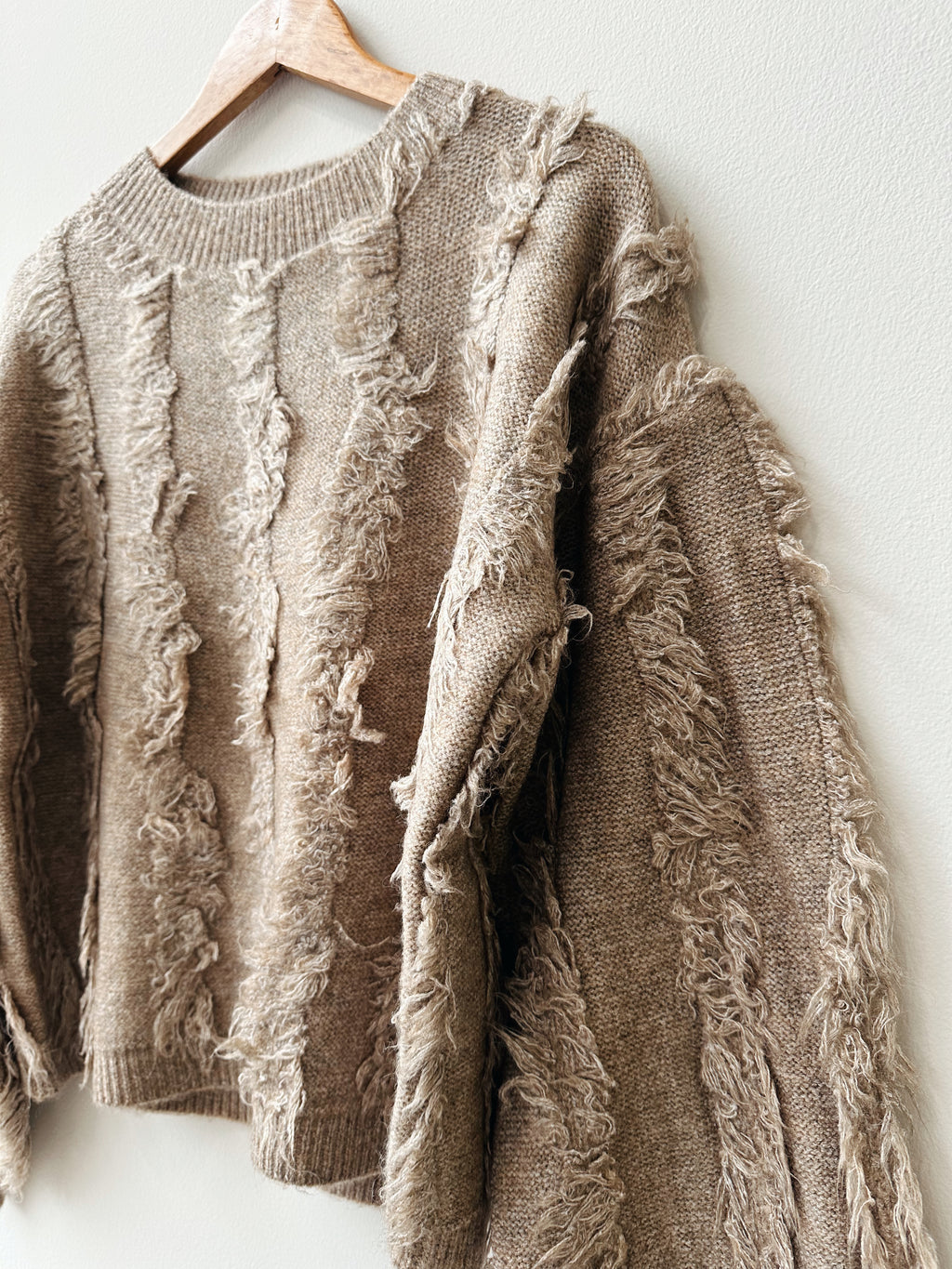 Murre Fringe Sweater in Taupe