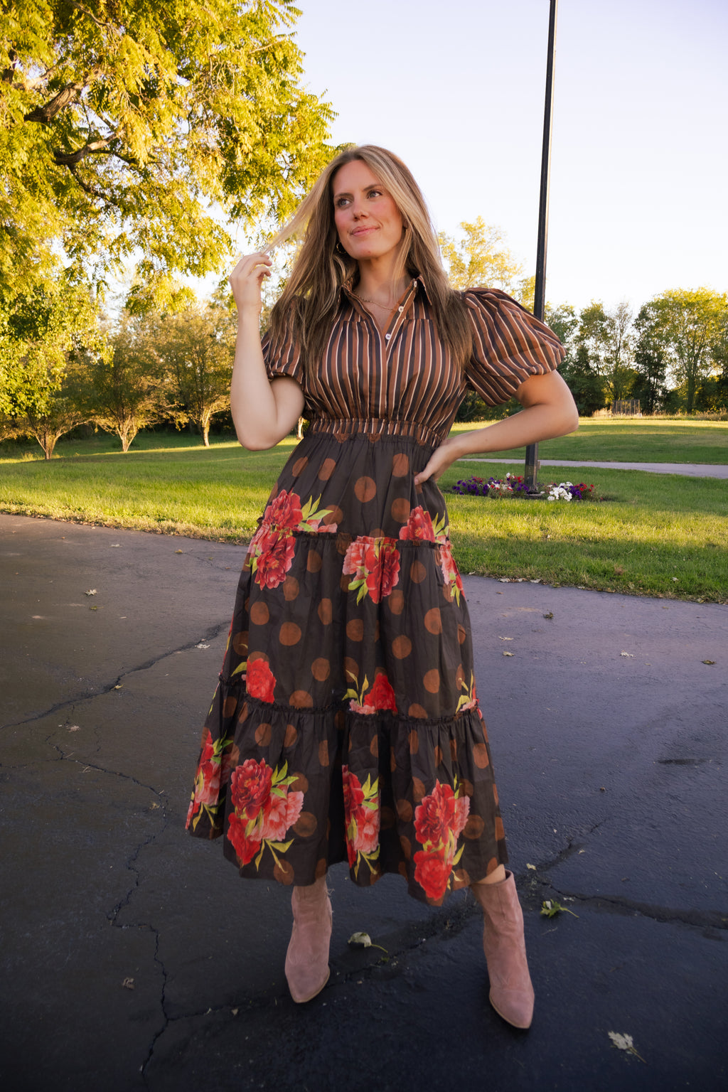 Coco Puff Sleeve Midi Dress