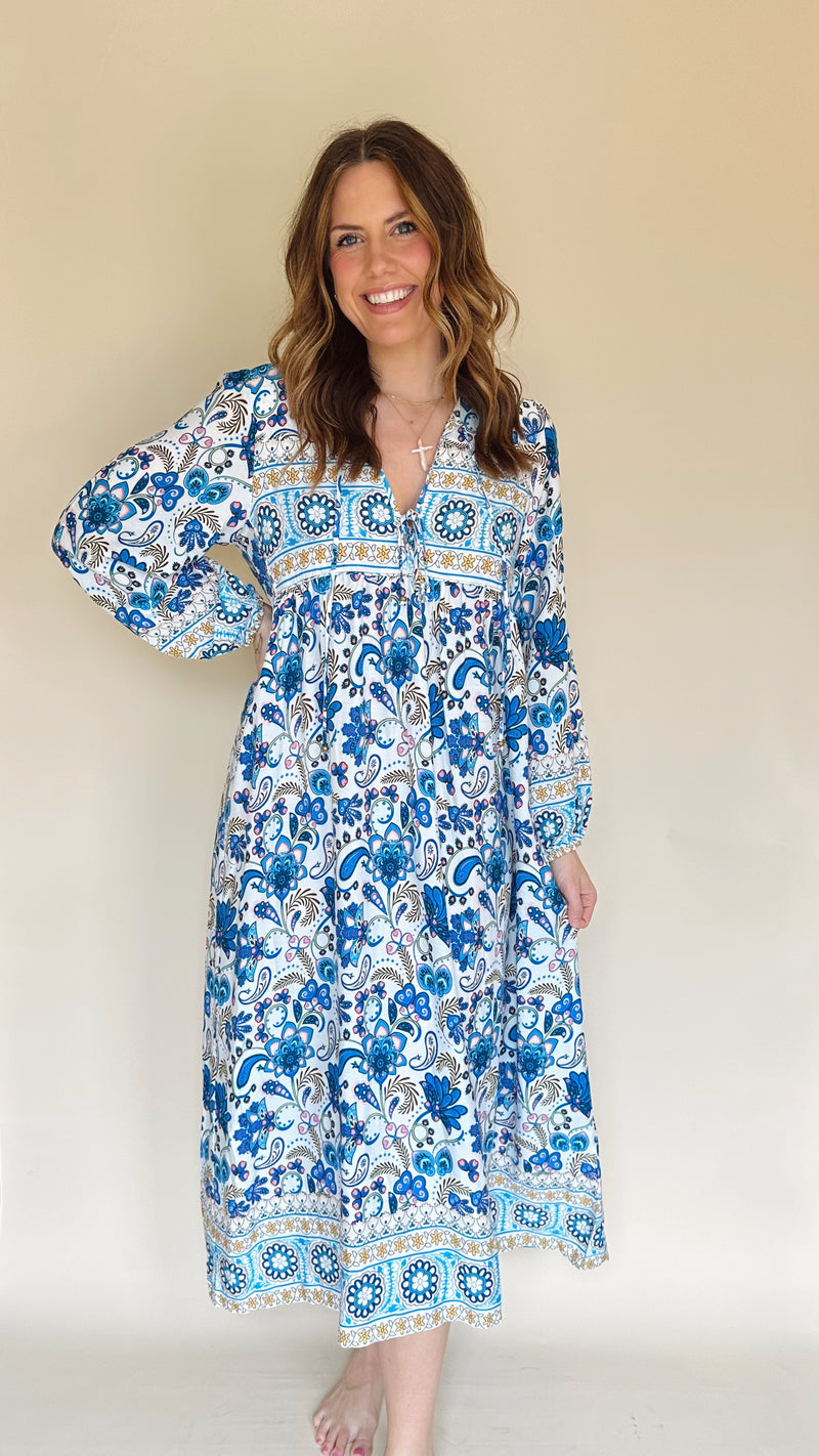 Boho Tunic Dress in Aqua