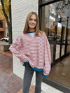 The Striped Crewneck Sweatshirt in Mauve