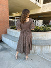 Chestnut Puff Sleeve Midi Dress