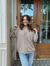 Cozy Gold Button Cardigan in Taupe