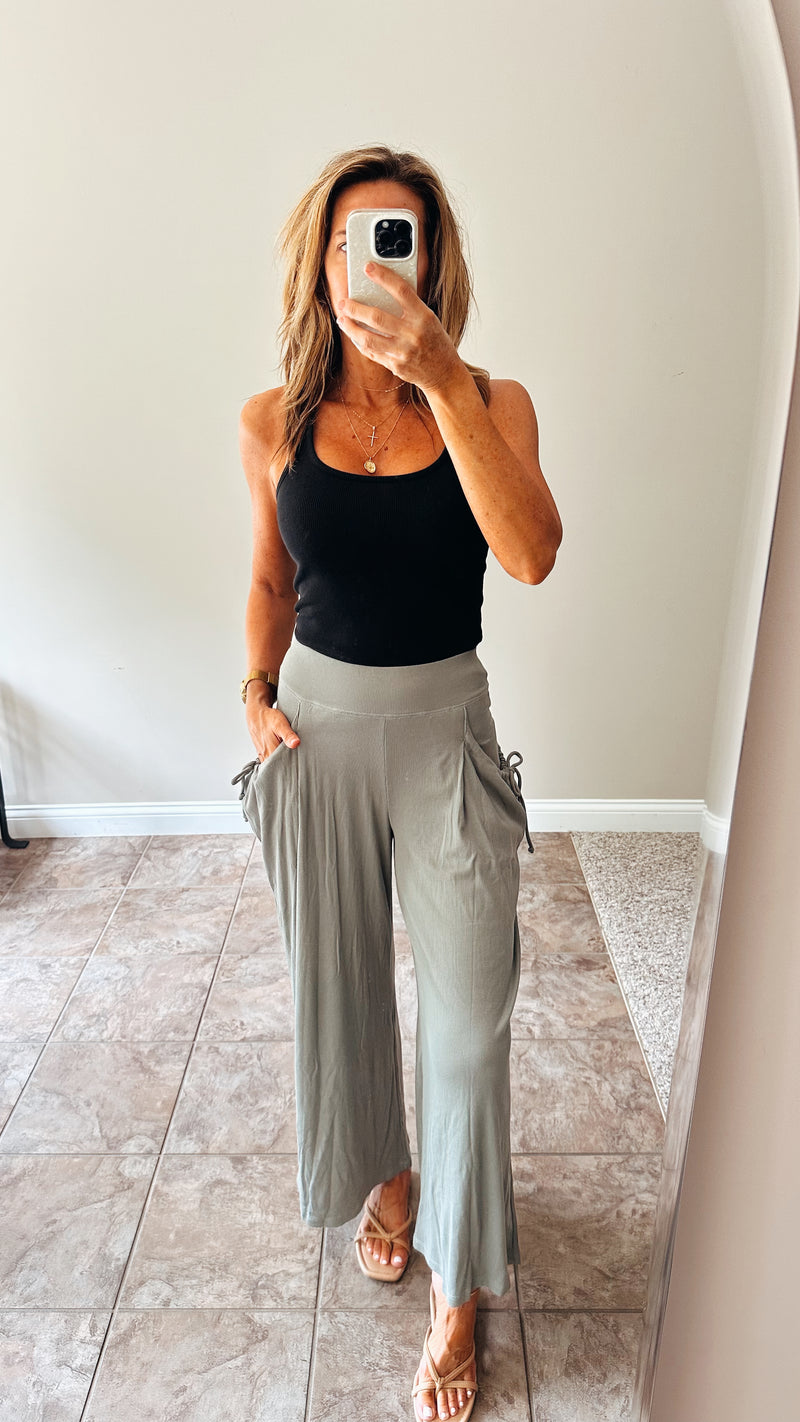 Bekah Side Tie Pant in Sage