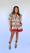 Paisley Ruffle Mini Dress