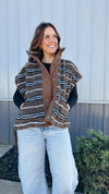 Striped Sherpa Oversized Vest