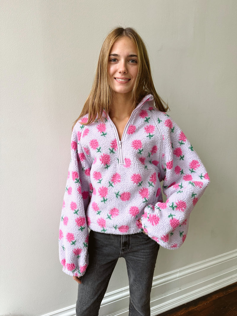 Floral Sherpa Half Zip