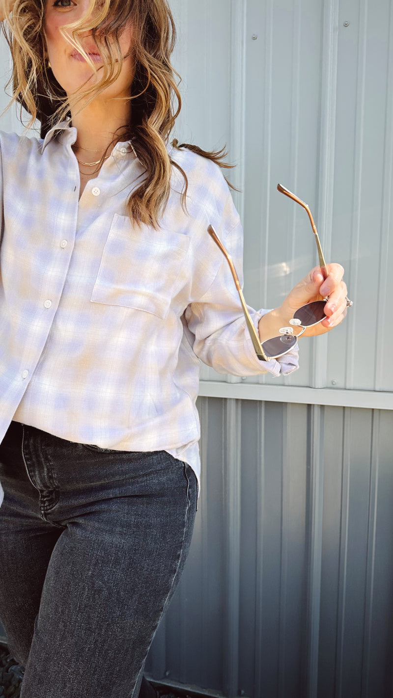 {Z Supply} River Plaid Shirt in Lavender Ice