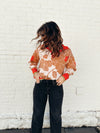 Coral Floral Half Zip Sweater