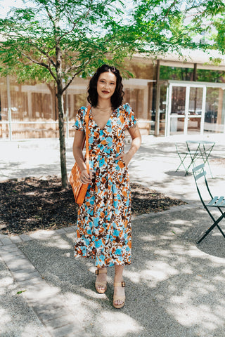 Brown Paisley Midi Dress